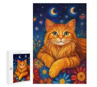 Magical Night Cat Art Print Puzzle 1000 Pièces Educa Jouet en Bois Cadeau Unique Décoration Intérieure Jeu Éducatif Challenge Toy Adultes Et Enfants À Partir De 14 Ans 1000 PCS