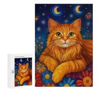 Magical Night Cat Art Print Puzzle 1000 Pièces Educa Jouet en Bois Cadeau Unique Décoration Intérieure Jeu Éducatif Challenge Toy Adultes Et Enfants À Partir De 14 Ans 300 PCS