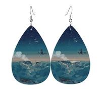 Magical Nights Boucles d'oreilles en cuir pour femme en forme de larme - Boucles d'oreilles percées en cuir - Cadeau d'anniversaire de Noël