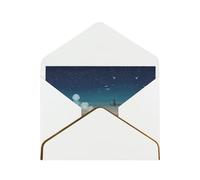 Magical Nights Lot de 2 cartes de vœux horizontales avec bordure dorée avec enveloppe pour vacances, anniversaire, anniversaire de mariage, fête