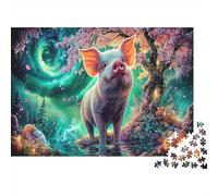 Magical Pig Puzzle 1000 Pièces pour Adultes Et Enfants Impression d'art du Cochon Magique Jeu Éducatif Jouets Défi Activité Relaxante Cadeau pour Femme, Homme, Couple Et Amie 70x50cm/1000pcs