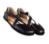 Magical Shoes Sandales pieds nus pour femme avec lanières, sandales d'été en cuir, sandales pieds nus pour femme, sandales pour femme, sandales à talon zéro, fabriquées dans l'UE, Noir , 40 EU Large
