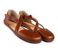 Magical Shoes Sandales pieds nus pour femme avec lanières, sandales d'été en cuir, sandales pieds nus pour femme, sandales pour femme, sandales à talon zéro, fabriquées dans l'UE, Châtain, 44 EU Large