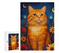 Magical Starry Night Cat Art Print Puzzle 1000 Pièces Educa Jouet en Bois Cadeau Unique Décoration Intérieure Jeu Éducatif Challenge Toy Adultes Et Enfants À Partir De 14 Ans 300 PCS
