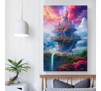 Magical_towers_the_nature_ Décoration murale abstraite pour salon, pour adolescents, salle de jeux, décoration murale pour salon, 50 x 75 cm