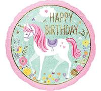 Amscan 3727201 - Ballon standard en plastique Magical Unicorn, diamètre environ 43 cm, joyeux anniversaire, anniversaire, ballon hélium, licorne