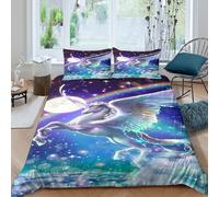 Magical unicorn Ensemble De Literie Ultra Douce Hypoallergique 3 Pièces Fantaisie winged cheval Linge de Lit avec 2 x Taies d'oreiller Confortable for Chambre de adolescents Single（140x200cm）