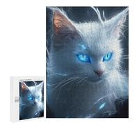 Magical White Cat with Glowing Eyes Puzzle 1000 Pièces Educa Jouet en Bois Cadeau Unique Décoration Intérieure Jeu Éducatif Challenge Toy Adultes Et Enfants À Partir De 14 Ans 500 PCS