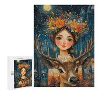 Magical Winter Fantasy with Deer Puzzle 1000 Pièces Educa Jouet en Bois Cadeau Unique Décoration Intérieure Jeu Éducatif Challenge Toy Adultes Et Enfants À Partir De 14 Ans 500 PCS