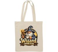 Magical Wizard Enjoying Coffee Moment Sac fourre-tout en coton naturel Blanc