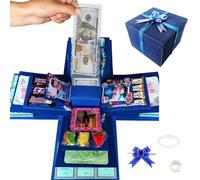 Magicaldiy Boîte cadeau surprise explosion à faire soi-même, boîte cadeau pour argent et collation (bleu)