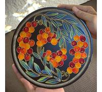 Magicaldiy Kit de peinture en émail filigrane à faire soi-même, plateau en émail cloisonné, plateau décoratif pour la maison, base en bambou reconsolidé noir (fruits)