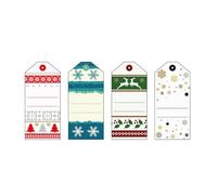 Magicamente Carta Lot de 100 étiquettes de Noël, en 4 motifs assortis, avec paillettes, fil inclus, emballés dans des blisters individuels, carton de 230 g/m, fabriqué en Italie, fantaisie : Noël