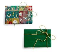 Magicamente Carta Lot de 2 feuilles de papier cadeau de Noël, 70 x 100 cm, 120 g Impression écologique avec décorations en or en poudre, papier cadeau de Noël fabriqué en Italie pour des cadeaux