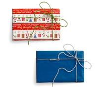 Magicamente Carta Lot de 2 feuilles de papier cadeau de Noël, 70 x 100 cm, 120 g Impression écologique avec décorations en or en poudre, papier cadeau de Noël fabriqué en Italie pour des cadeaux