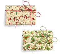 Magicamente Carta Lot de 2 feuilles de papier cadeau de Noël, 70 x 100 cm, 120 g Impression écologique avec décorations en or en poudre, papier cadeau de Noël fabriqué en Italie pour des cadeaux