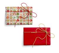 Magicamente Carta Lot de 2 feuilles de papier cadeau de Noël, 70 x 100 cm, 120 g Impression écologique avec décorations en or en poudre, papier cadeau de Noël fabriqué en Italie pour des cadeaux