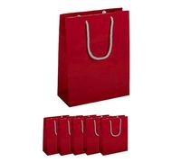 Magicamente Carta Lot de 6 sacs en papier avec poignées, 23 x 30 x 10 cm, couleur de Noël, résistants et élégants pour cadeaux de Noël, fabriqués en Italie (Rosso, 6 Shopper 23 x 30 x 10 cm)