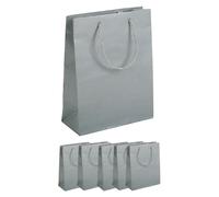 Magicamente Carta Lot de 6 sacs en papier avec poignées, 23 x 30 x 10 cm, couleur de Noël, résistants et élégants pour cadeaux de Noël, fabriqués en Italie (argent, 6 sacs 23 x 30 x 10 cm)