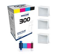 Magicard 300 Imprimante simple face MC300YMCKO Ruban couleur YMCKO - 300 impressions avec cartes Bodno Premium CR80 30 Mil en PVC de qualité - Qté 300