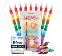 Magicat Crayon de couleurs en Cire et Empilables I 10 crayons avec 12 couleurs, 120 capuchons au total I Cadeau Noel I Pour calendrier de l'avent, petits cadeaux anniversaire, Coloriage enfant Noel