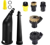 Magicbox Lot de 10 accessoires pour nettoyeur vapeur Kärcher SC1-SC5 | Kit de nettoyage professionnel avec buse d'extension, brosses rondes et suceur plat | Nettoyage de tapis | ABS + nylon résistant