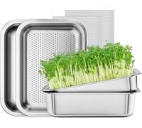 Magicbox Lot de 2 germes en acier inoxydable - 26 x 19 cm - Pour germes et microverts - 2 en 1 - Double taille - En acier inoxydable - Passe au lave-vaisselle