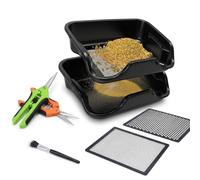 Magicbox Trim Bin Set de 51 × 40 × 16 cm avec tamis à pollen interchangeables de 150 microns et tamis en nid d'abeille, bac de coupe ergonomique, avec ciseaux, loupe et brosse