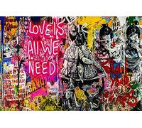 MagicCanvasArt B8031 Impression sur toile Motif pop art Love is All We Need 90 x 60 cm