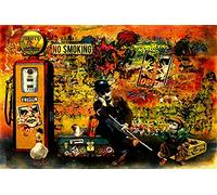 MagicCanvasArt B8033 Pop Art Charlie Chaplin Toile 1 pièce Impression d'art de haute qualité Tableau mural 150 x 100 cm