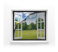 MAGICDOOR Moustiquaire Fenêtre 50x70cm, Fibre de Verre sans Aimant Moustiquaire Porte Fenetre Respirant Rideau Anti Mouche Maille Fine Rideaux Porte pour Chambre Coucher Salon Balcon-Noir