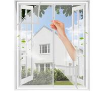MAGICDOOR Moustiquaire Fenêtre avec Fermeture Éclair 85x110cm, Blanc