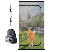MAGICDOOR Moustiquaire Porte Fenêtre pour Chat 90x190cm, Noir Rideau Filet Anti Moustiques pour Salon Chambre, Résistant aux Rayures, avec Fermeture Éclair, 4cm Ruban Adhésif Haut