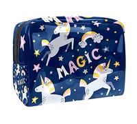 Magice Unicorn Coulds Trousse de maquillage bleu foncé pour sac à main, sac de voyage portable pour articles de toilette, trousse de beauté pour femme, Multicolore 10., 18.5x7.5x13cm/7.3x3x5.1in,