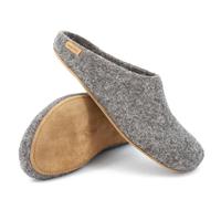 Magicfelt Chaussons en feutre 713 en 100 % laine rare - Pantoufles pour homme et femme avec semelle de vachette de qualité supérieure - Fabriqué au Tyrol, Mouton gris, 44 EU