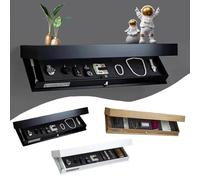 Magicflap Étagère design avec compartiment secret, étagère avec compartiment caché, étagère flottante dissimulée, solution de rangement murale, pour salon ou bureau (noir)