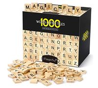 Magicfly 1000pcs Lettre Scrabble Tuiles en Bois, Puzzle Alphabets A à Z pour Jouer et Décoration Enfant Cadeau en Bois, Jeu de Mots Prénom Croisés DIY