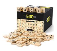 Magicfly 500pcs Lettre Scrabble Bois, Puzzle Alphabets A à Z pour Jouer et Décoration Enfant Cadeau en Bois, Jeu de Mots Prénom Croisés DIY