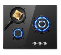 MAGICFOX Plaque de Cuisson Gaz 3 Feux avec Sécurité Thermocouple, Compatible Gaz Naturel, Butane et Propane, Noir, 8.05 kW, 220-240V