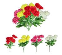 Magicherry Lot de 4 bouquets d'œillets artificiels en soie au toucher réaliste avec 28 têtes d'œillets - Arrangements floraux en vrac pour cimetière, tombe, décoration de table d'intérieur