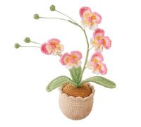 Magicherry Orchidée phalaenopsis artificielle tricotée à la main avec pot exquis pour Noël, anniversaire, remise de diplôme pour femme, rose