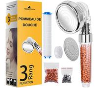 Magichome Pommeau Douche Anti-Calcaire Économiseur d'Eau | Douchette Haute Pression Filtre à Trois Niveaux Système de Filtrage Ionique avec Filtre Coton PP Remplaçable