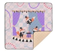 Magician Fox Tapis de jeu en mousse souple pour l'intérieur et l'extérieur Motif renard mignon Violet 127 x 127 cm