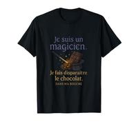 Magicien Chocolat Humour Francais Magie Paillettes T-Shirt