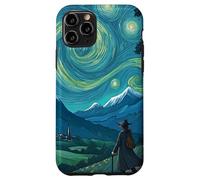Magicien errant dans un paysage de montagnes étoilées Coque pour iPhone 11 Pro