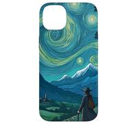 Magicien errant dans un paysage de montagnes étoilées Coque pour iPhone 14 Plus