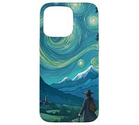 Magicien errant dans un paysage de montagnes étoilées Coque pour iPhone 15 Pro Max