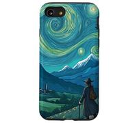 Magicien errant dans un paysage de montagnes étoilées Coque pour iPhone SE (2020) / 7 / 8