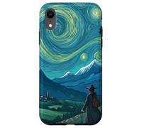 Magicien errant dans un paysage de montagnes étoilées Coque pour iPhone XR