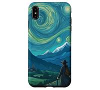 Magicien errant dans un paysage de montagnes étoilées Coque pour iPhone XS Max